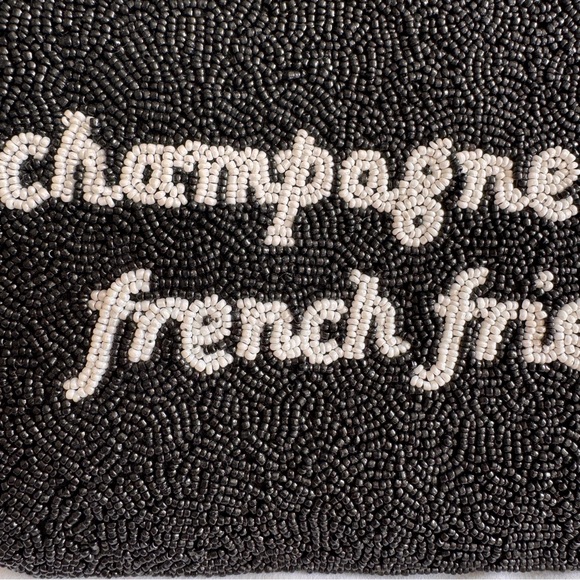 kate spade black pouch with white beaded script - Picture 2 of 5